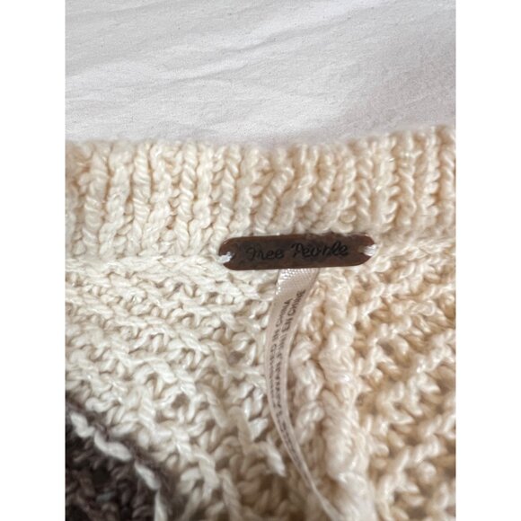 Free People Knit Cardigan SZ S Oversized Chevron Pattern Lightweight Womens Boho - Picture 9 of 12